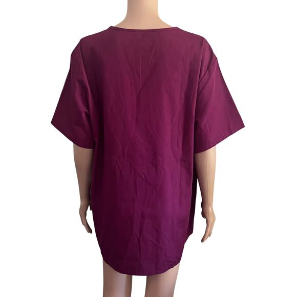 Dignity Health Scrub Top Burgundy Pullover New Vneck Medical - Picture 13 of 14